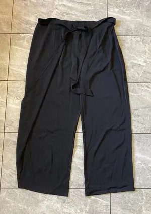 Halara NWOT Women Black Wide Leg Tie Front High Waist Pants Size L Side Zip thumbnail 1