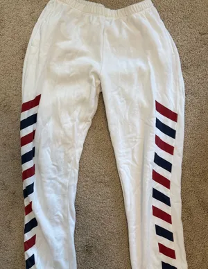 White Joggers with Red and Blue Stripes thumbnail 1
