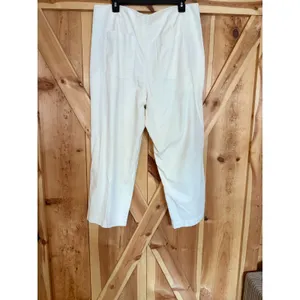 Abercrombie & Fitch 100% Cotton High Rise Wide Leg Pleated Trousers Cream 32S thumbnail 2