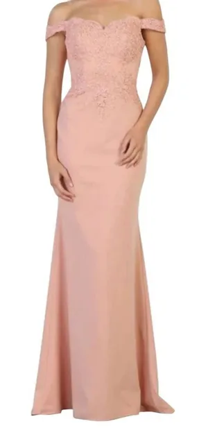 May Queen Off Shoulder Long Prom Gown Maxi Dress Size 10. K-6 thumbnail 1