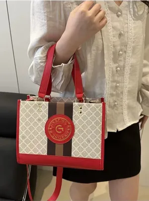 Monogram Stripe Tote Bag G Logo Medallion Top Handle Crossbody Shoulder Bag NIP thumbnail 1