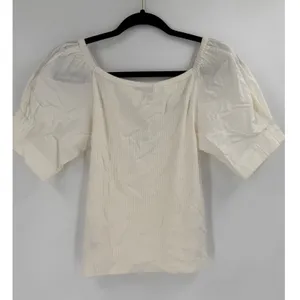 NWT J.Crew Puff Sleeve Top Womens M Ivory Ribbed‎ Cotton Poplin CA852 Coquette thumbnail 4