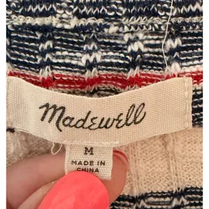 Madewell Lawton Stripe Rib Knit Sheath Mini Dress Medium M Button Shoulder thumbnail 6