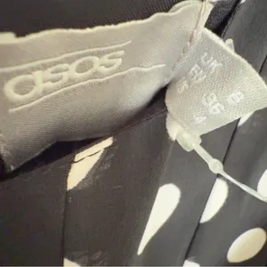 ASOS Women’s 4 Black White Mixed -Media Polka Dot Dress Whimsical Cocktail thumbnail 7