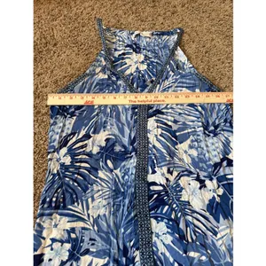 America & Beyond Blue Tropical Pineapple Floral Halter Maxi Dress Womens XS thumbnail 4
