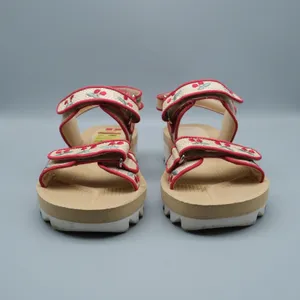 Wild Pair Kirsche Raffia Sandals 7 Tan Red Cherry Embroidered Platform Flatform thumbnail 3