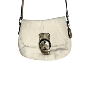Coach Cream Leather Flap Buckle Crossbody Bag‎ Gold Accents thumbnail 7