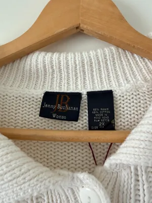 Jenny Buchanan White Cable Knit Vintage Cardigan Sweater thumbnail 5