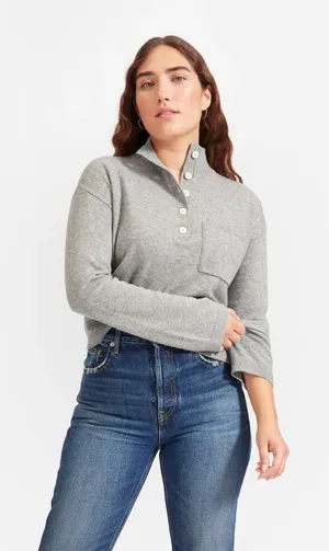Everlane The ReCashmere Button Mockneck Sweater thumbnail 1