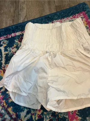 Free people movement Women's High-Waist Cream Smocked Shorts thumbnail 9