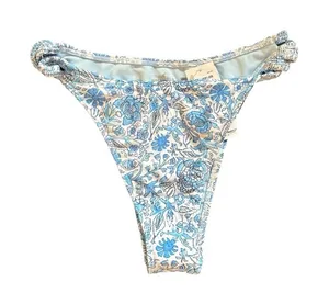 Hollister Triangle Cheeky Bikini Bottom Sz M Blue Floral Lined NWT thumbnail 1