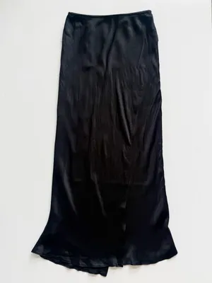 Zara Satin Effect Black Midi Wrap Skirt size Medium thumbnail 7