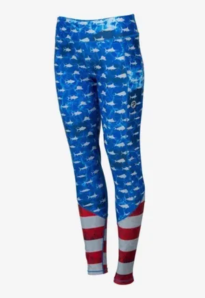 NWT Pelagic UPF 50 Mid-Rise Fiji Legging Hex Americamo, Small thumbnail 1