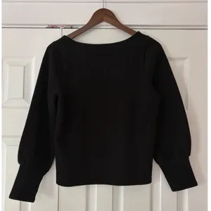 Madewell‎ Womens Medium Black Ribbed Square Neck Balloon Sleeve Knit Top M thumbnail 2