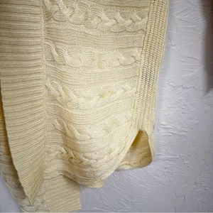 Lauren Ralph Lauren Cream Cable Knit Cardigan Sweater Womens M Duster Preppy thumbnail 4