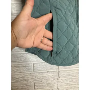 Eddie Bauer Quilted Down Vest Womens Small Teal Blue Excellent Full Zip Layering thumbnail 3