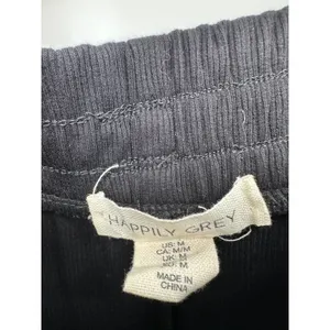 Happily Grey Black Thermal Lounge‎ Pants Womens Medium Ribbed Elastic Waist CD25 thumbnail 6