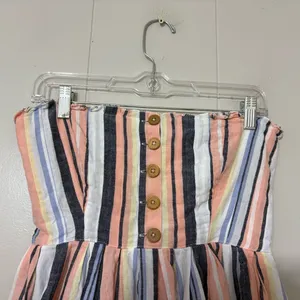 Free People Lilah Stripe Midi Dress Strapless Button Front Cotton Size S thumbnail 5