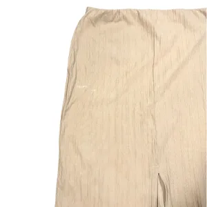 Abound Ribbed Maxi Skirt Womens XL Beige Elastic Waist Back Slit Cotton Blend thumbnail 6
