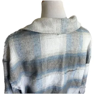 Womens Altar’d Altard State Plaid Ditressed Flannel Shirt Jacket Shacket - Sz L thumbnail 4