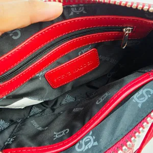 Steve Madden Red Vegan Leather Half Moon Crossbody‎ Bag with Logo Webbing Strap thumbnail 3