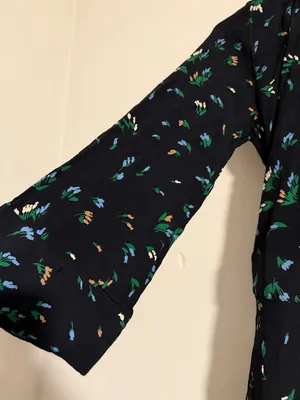 Ganni floral print crepe midi wrap dress size 34 - US 2 black thumbnail 4