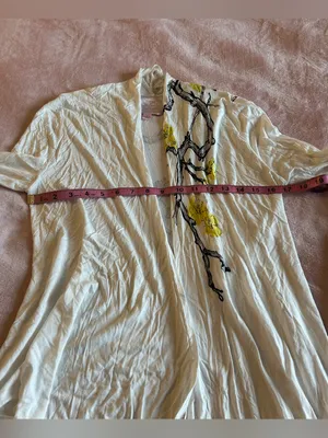 Romeo and Juliet couture white flowering branch design open front cardigan M thumbnail 8