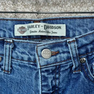 Harley Davidson Blue Jeans Women Size 0 Straight Leg Biker Classic Moto Grunge‎ thumbnail 4