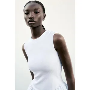 NWT Zara White Bubble Dress Size Small Sleeveless Stretch Drop Waist 4424/151 thumbnail 8