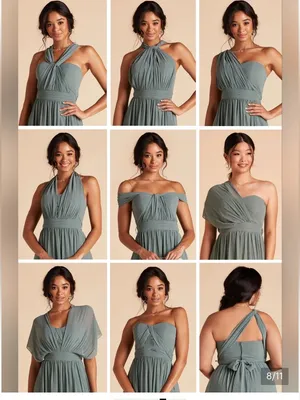 Birdy Grey Burgundy convertible Chiffon maxi grace Dress, size L thumbnail 8