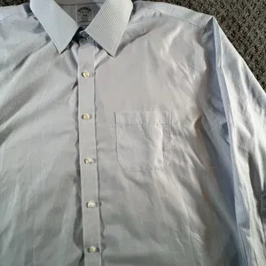 Brooks Brothers Regent‎ Dress Shirt Mens 17.5 32/33 Blue Micro Check Non-Iron thumbnail 2