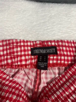 Streetwear Society Red Gingham High-Waist Women's Shorts thumbnail 2