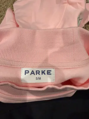 Parke varsity mockneck sweatshirt sprinkle pink and blue S/M thumbnail 6