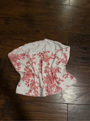 SheIn White Strapless Floral Top - Red Floral Print thumbnail 2