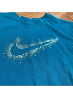 Nike Women’s Oversized Crewneck Sweatshirt XXL Blue Glitter Swoosh Fleece thumbnail 5