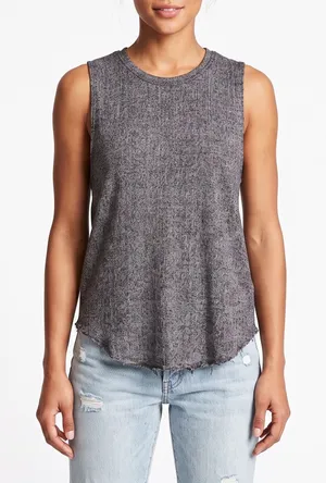 Project Social T Tank Top Womens Small Urban Outfitters Grey Muscle Raw Hem Good thumbnail 1