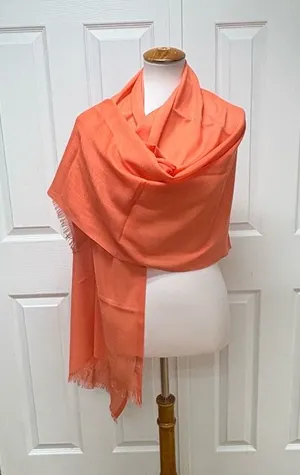 EYFEL Vibrant Orange Pashmina Shall With Fringes - 28.5" x 67.5" - NEW In Bag. thumbnail 1