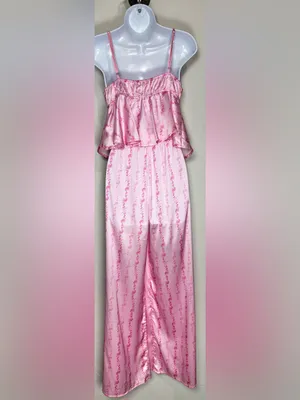 Rareraw Cottagecore Coquette Pink Satin Pajama Set Size Medium thumbnail 4