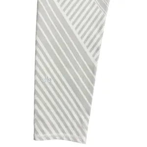 Alo Yoga High-Waist Crop Leggings, White & Grey Chevron Stripe Print, Size S thumbnail 4