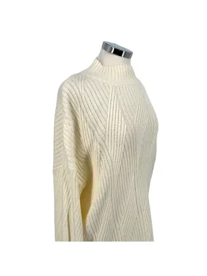 Market & Spruce Shaker Mock Neck Sweater Cream Size XXL NWT Minimalist Luxury thumbnail 5