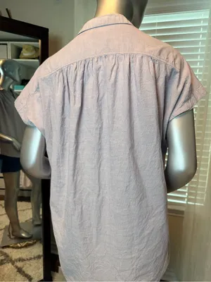 BDG Urban Outfitters Cotton Striped Popover Blouse Medium Lilac Striped Casual thumbnail 4