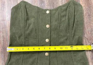 Urban Outfitters Cali Corduroy Strapless Corset Mini Green Dress Size Medium thumbnail 11