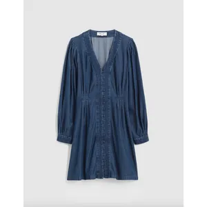 Madewell Denim Button Front Mini Dress Annandale Wash Blue Rigid US 10 NWT thumbnail 6