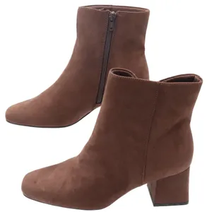 Old Navy Mod Bootie Brown Faux Suede Square Toe Block Heel Ankle Boots 8 thumbnail 1