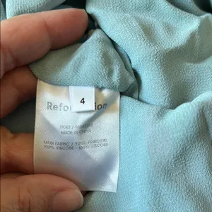 Reformation Blue Asymmetrical Ruffled Maxi Sundress thumbnail 5