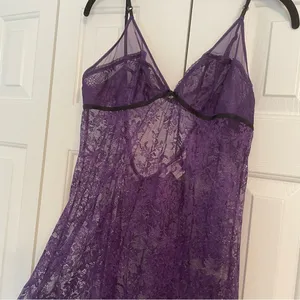 Victoria’s Secret Purple Slip Dress Allover Lace Sz Large Intimates Mini Dress thumbnail 4