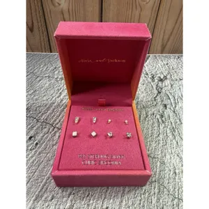 NEW IN BOX Olivia And Jackson 4 Earrings Set 925 Silver Cubic Zirconia Opalite thumbnail 4