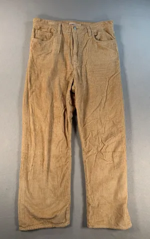Levis Premium Ribcage Straight Ankle Corduroy Pants Tan Beige Womens 31 thumbnail 1