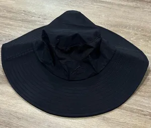 Black Wide Brim Hat - Womens sun hat with air filtering mesh thumbnail 1
