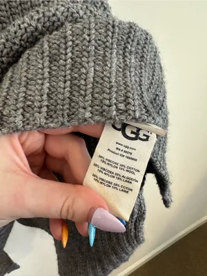 UGG Ceanne Gray Chunky Knit Turtleneck Sweater w/ Side Bow Details Size XS thumbnail 7